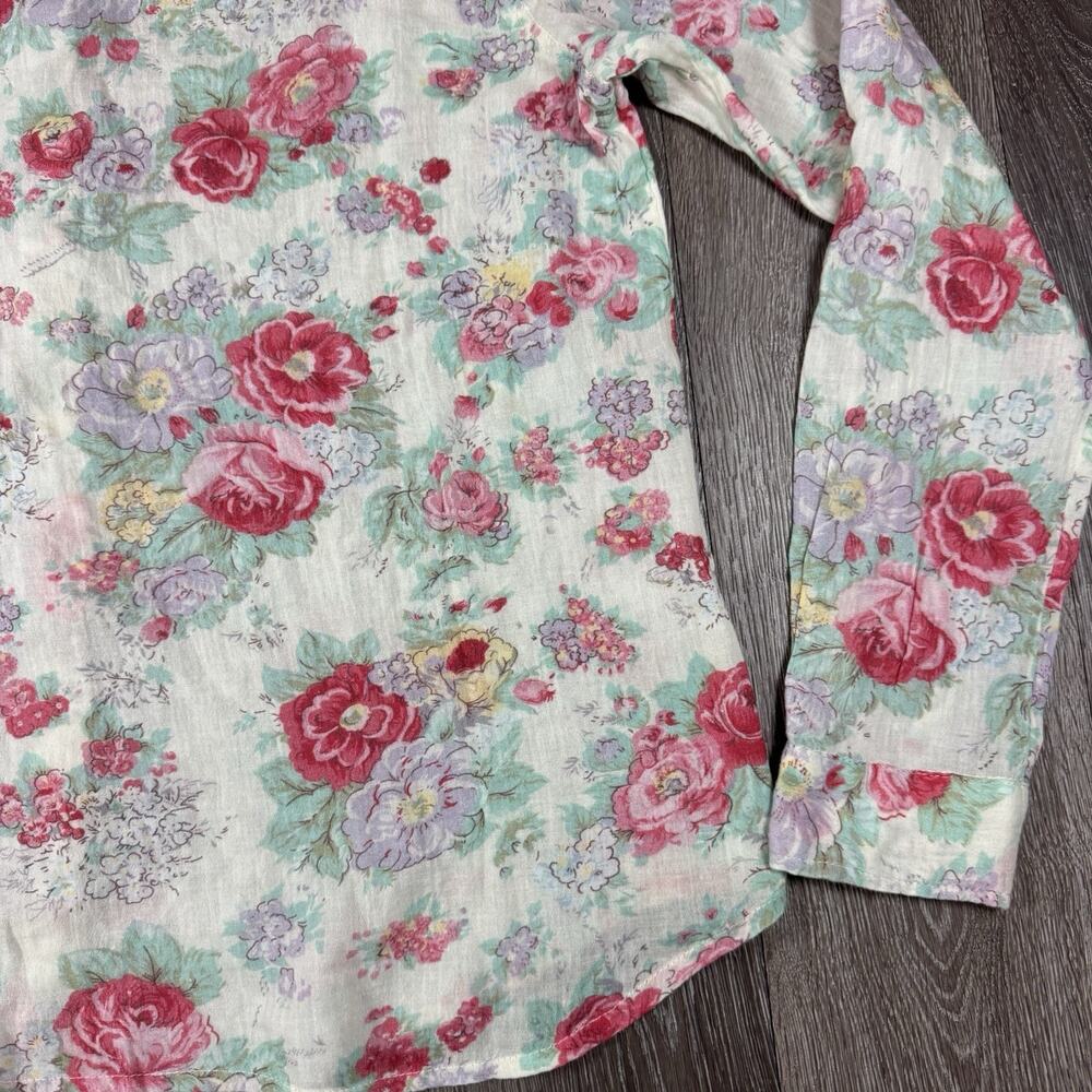 Read Description** Maison Hotel The Giorgia Blouse in Candy Roses Size M Cotton - Picture 12 of 13